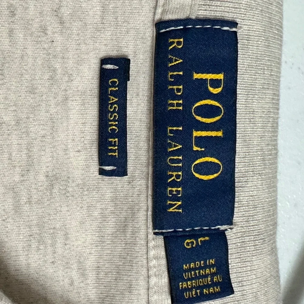 Polo Ralph Lauren Classic‎ Fit Men's Shirt Heather Gray Blue Logo Short Sleeve L